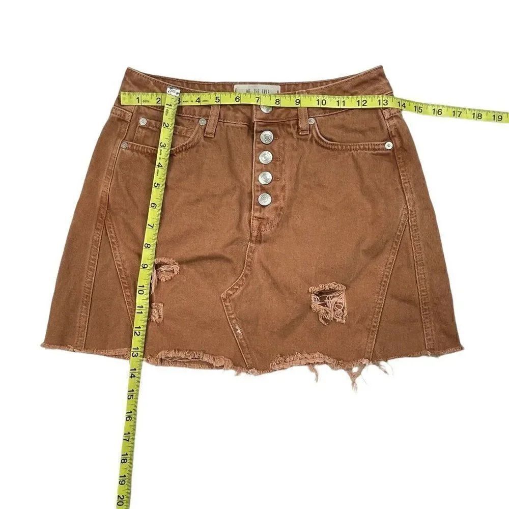 We The Free People Button Fly Distress Mini Skirt Brown Rust - Picture 10 of 10